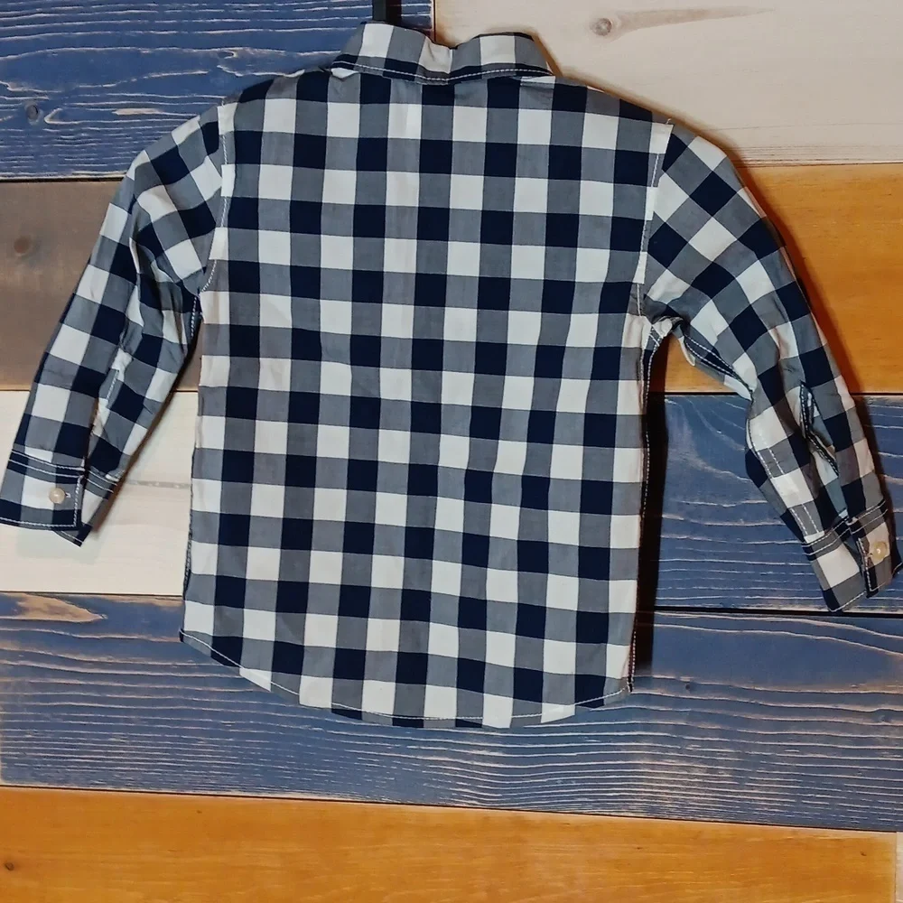 Carter's 2T button-down dress shirt blue and white NWOT